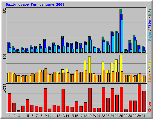 Daily usage for January 2009